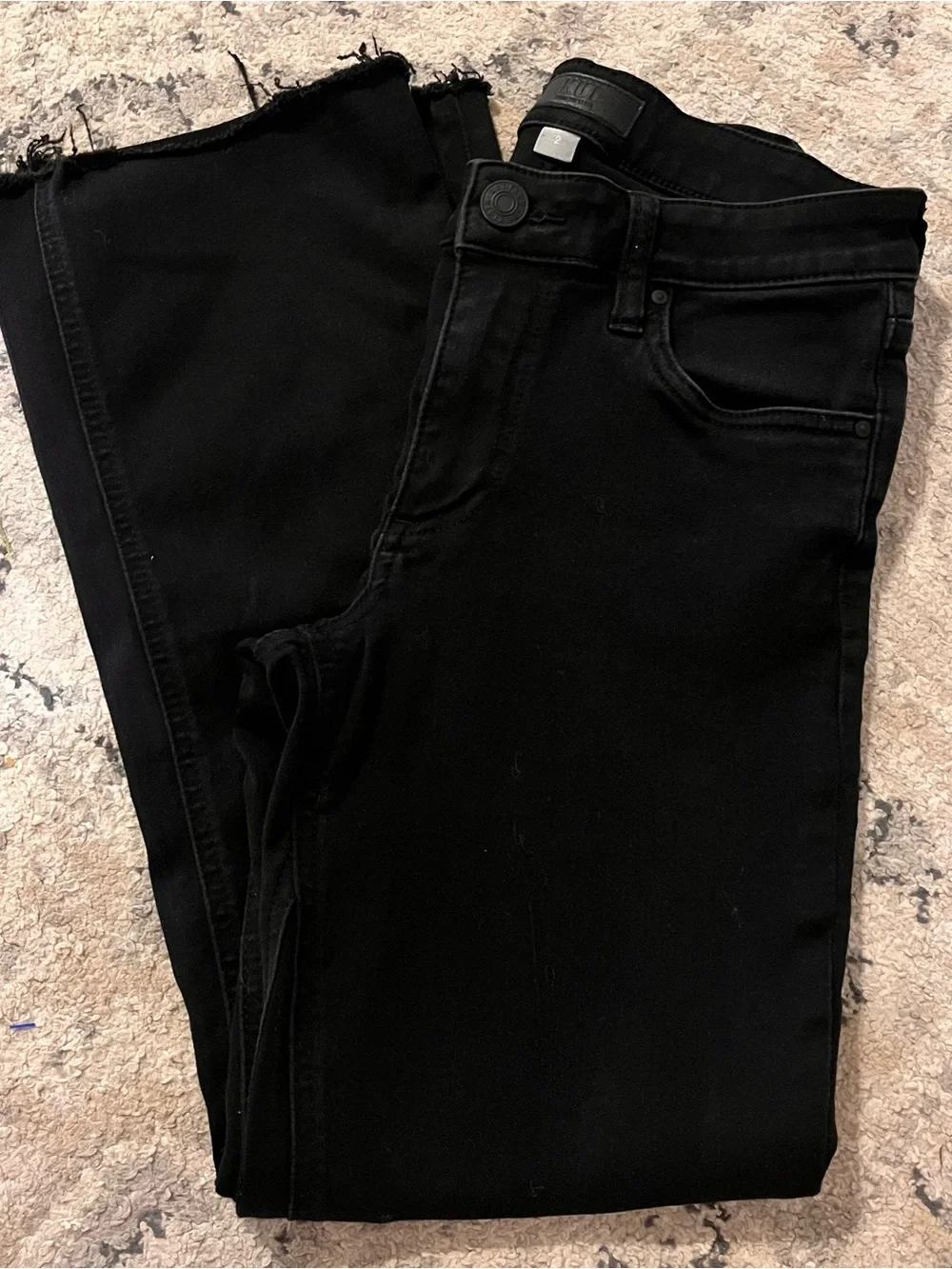Kut‎ from the Kloth Black Crop Soft Jeans Raw Hem Women 27
